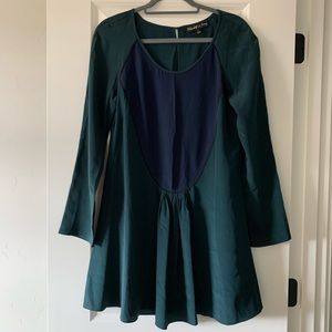Elizabeth and James Teal and Navy Long Sleeve Dress